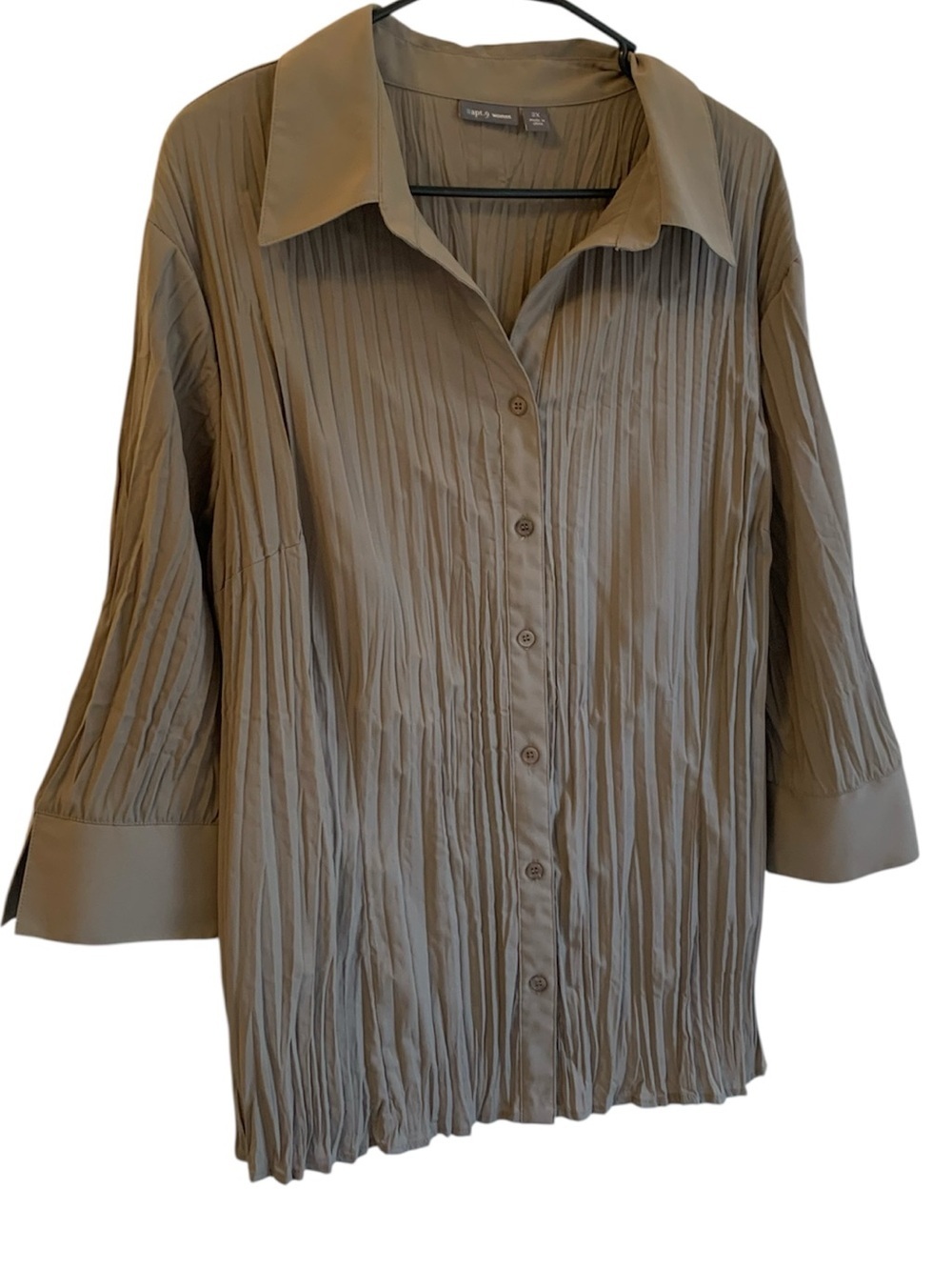 Apt. 9 Pleated Button Front Blouse 2X Stretch Career Work Top